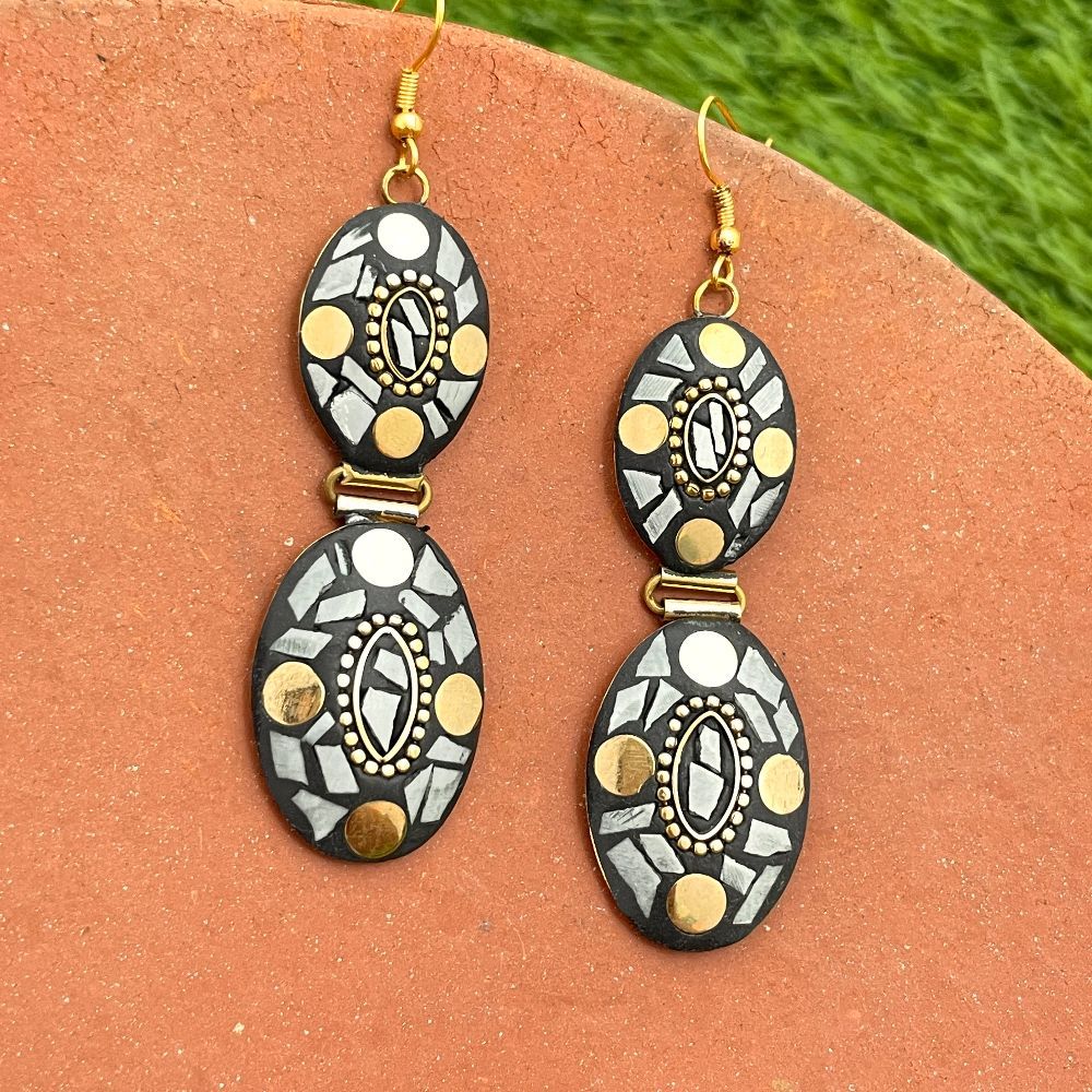 Afghani Handmade Double Layer Dangle Earrings