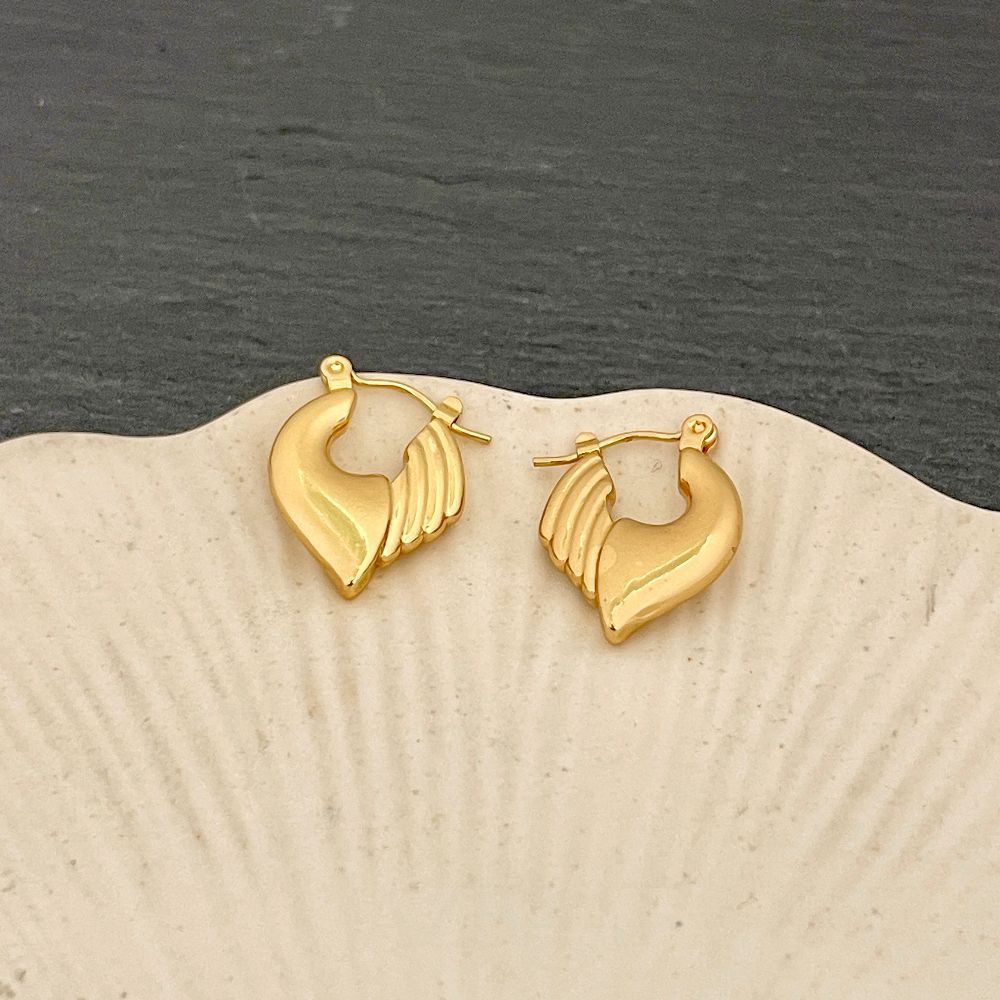 Anti-Tarnish Half Feather Dainty Hoop Earrings
