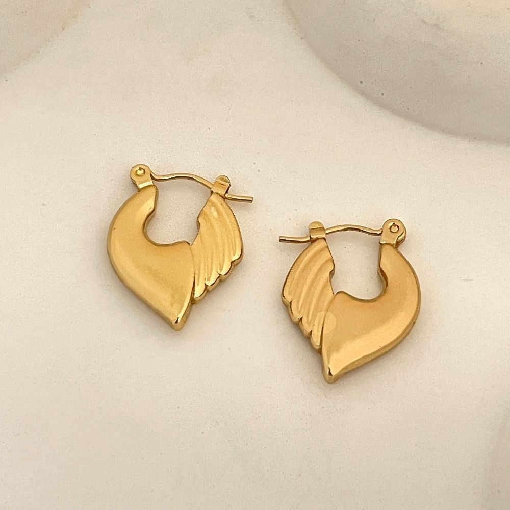 Anti-Tarnish Half Feather Dainty Hoop Earrings