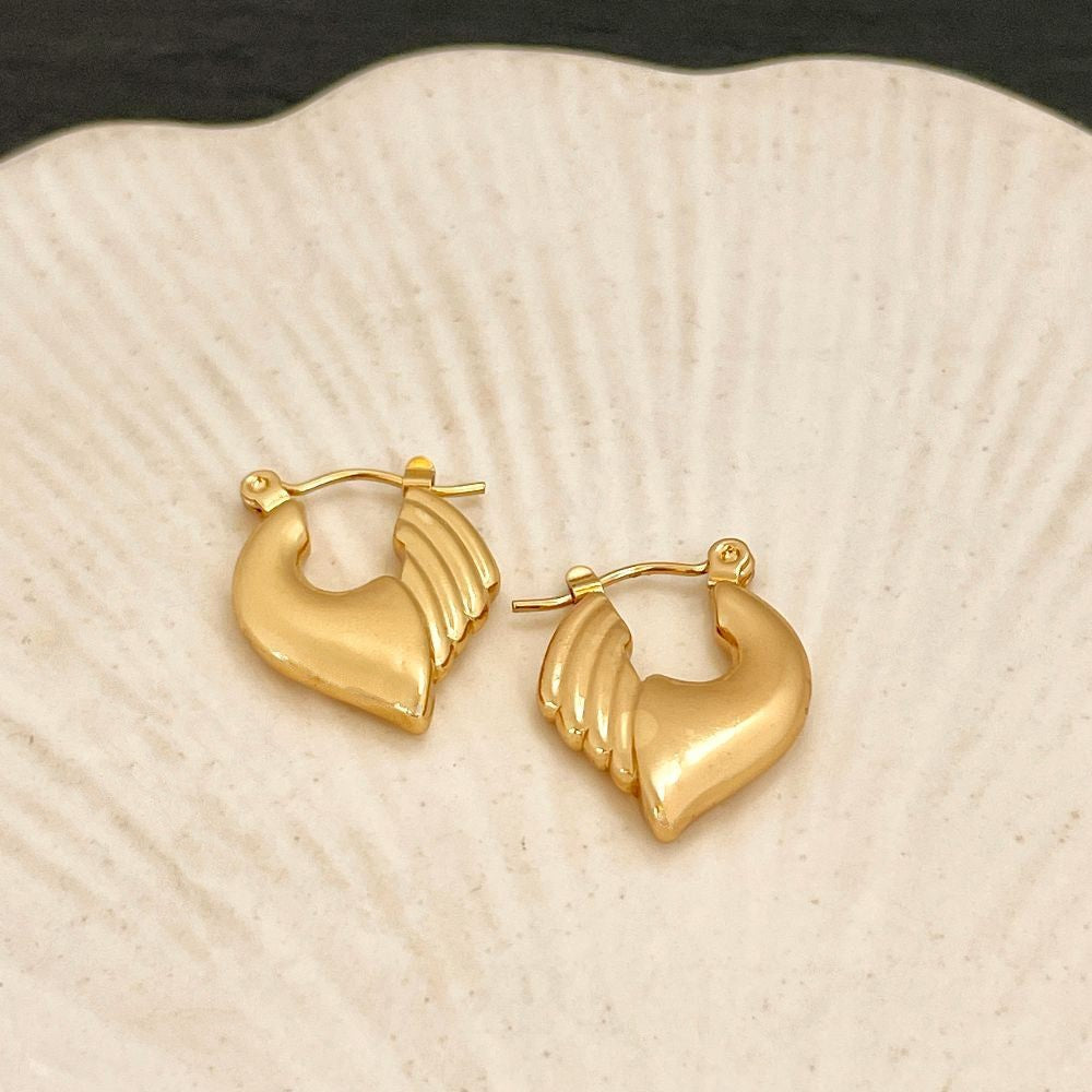 Anti-Tarnish Half Feather Dainty Hoop Earrings