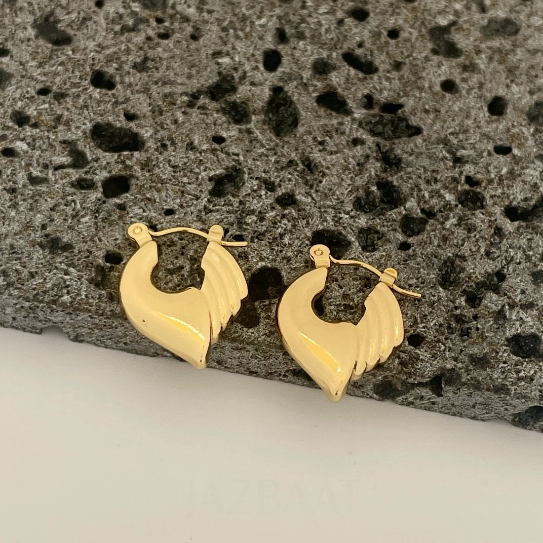 Jazbaat Anti-Tarnish Half Feather Dainty Hoop Earrings