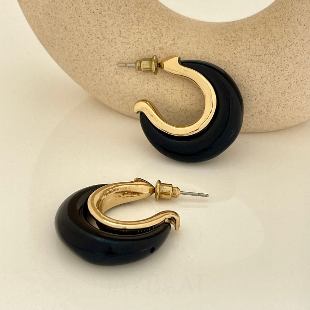 Black Korean Half Hoop Earrings