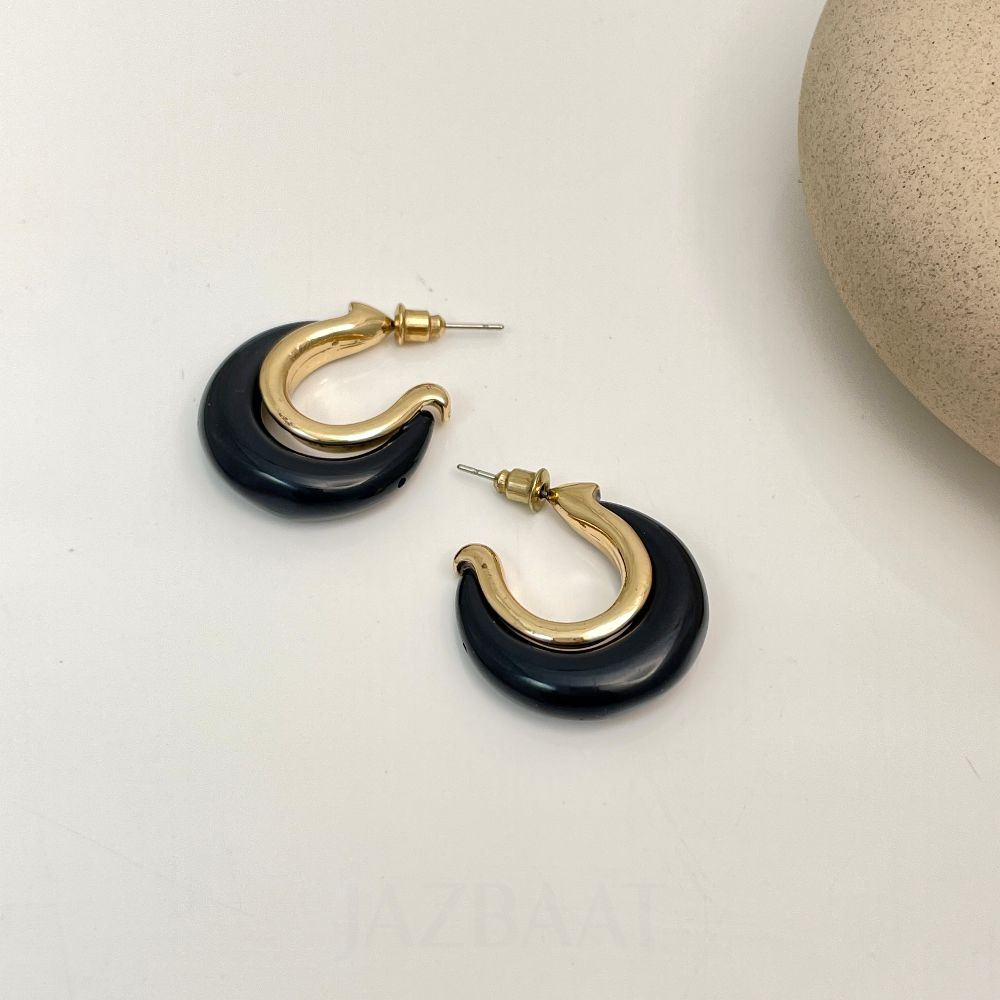 Black Korean Half Hoop Earrings