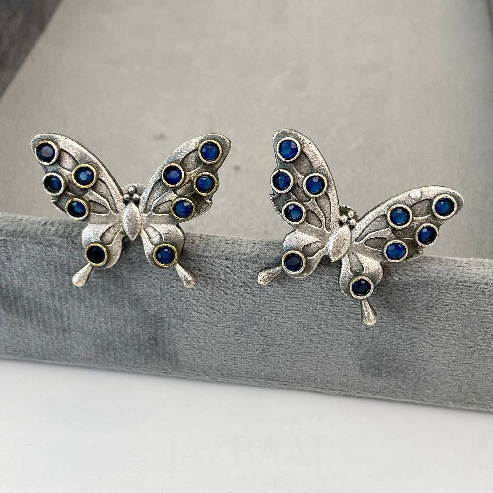 Butterfly Design Oxidised Stud Earrings