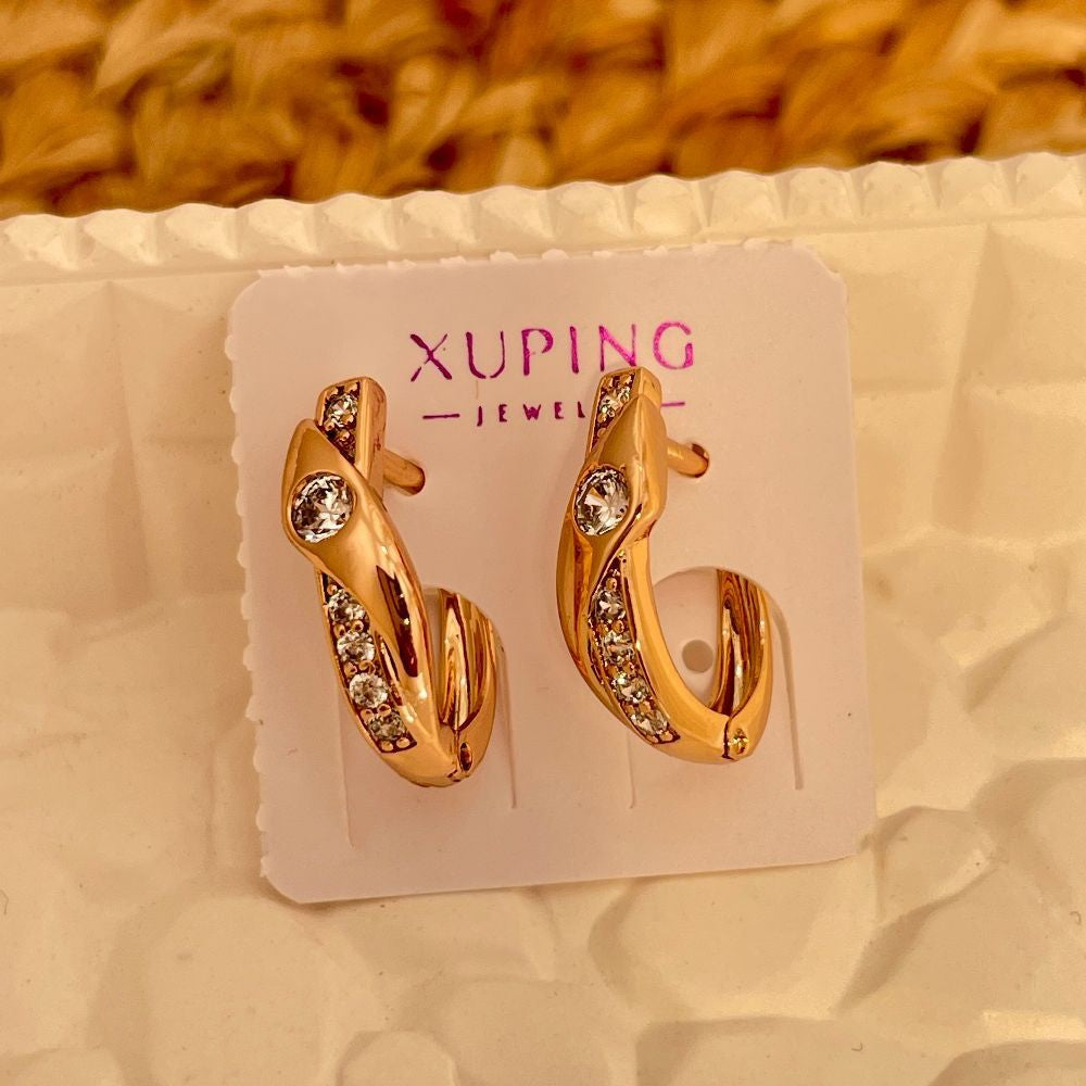 Cubic Zirconia Stainless Steel Hoop Earrings