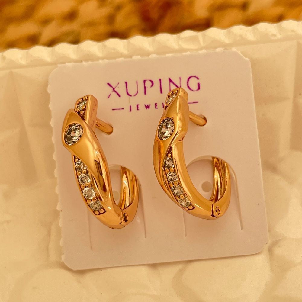 Cubic Zirconia Stainless Steel Hoop Earrings
