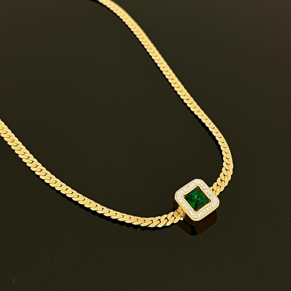 Cubic Zirconia & Crystal Studded Pendant Necklace