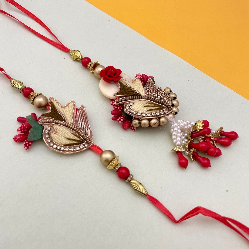 Designer Pearl Embellished Bhaiya Bhabhi Rakhi