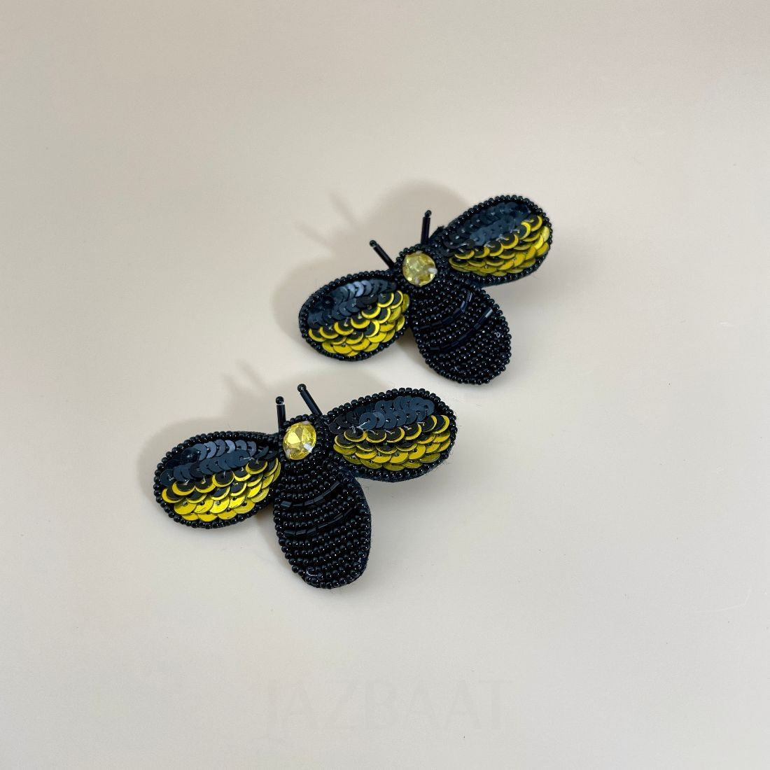 Embroidered Bee Stud Earrings