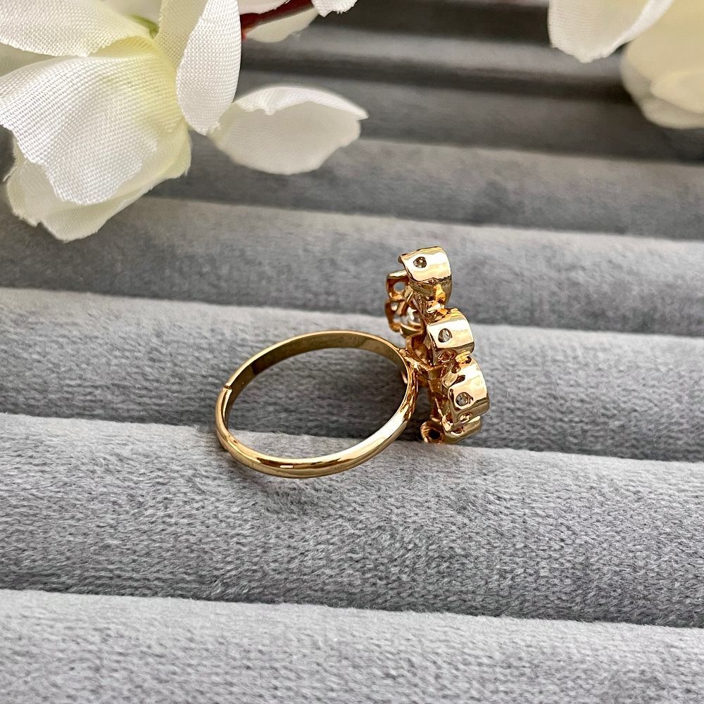 Gold-Plated Adjustable Kundan Ring