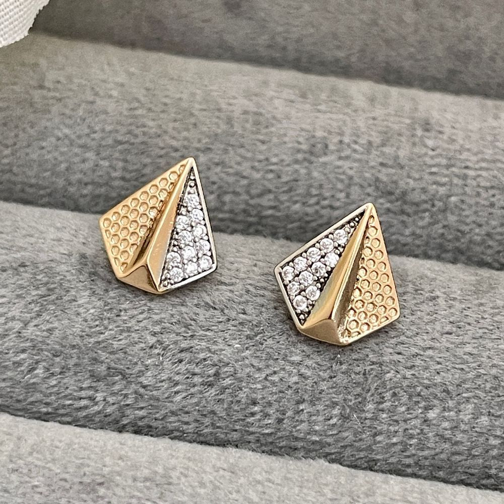 Gold-Plated Anti-Tarnish AD Stud Earrings