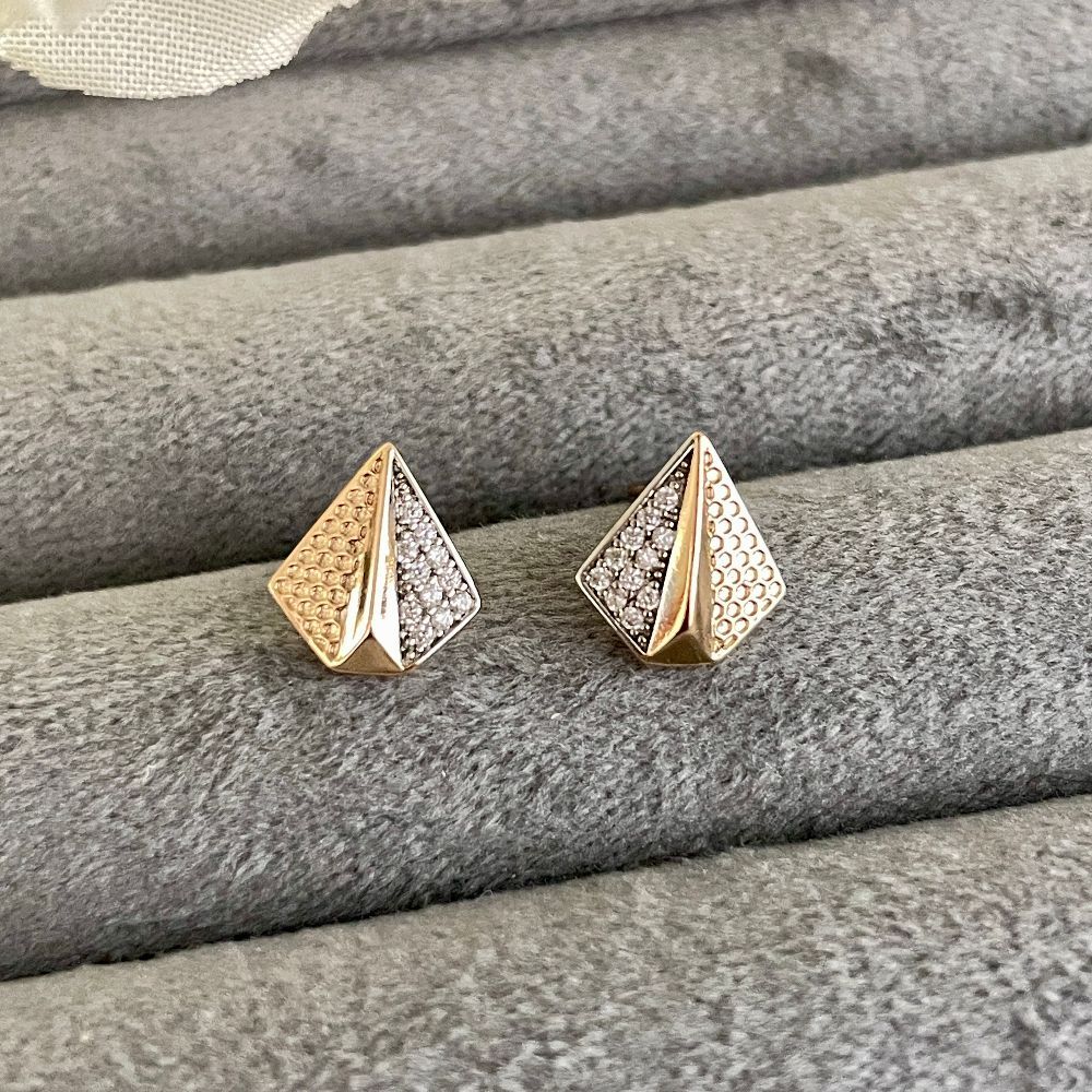 Gold-Plated Anti-Tarnish AD Stud Earrings