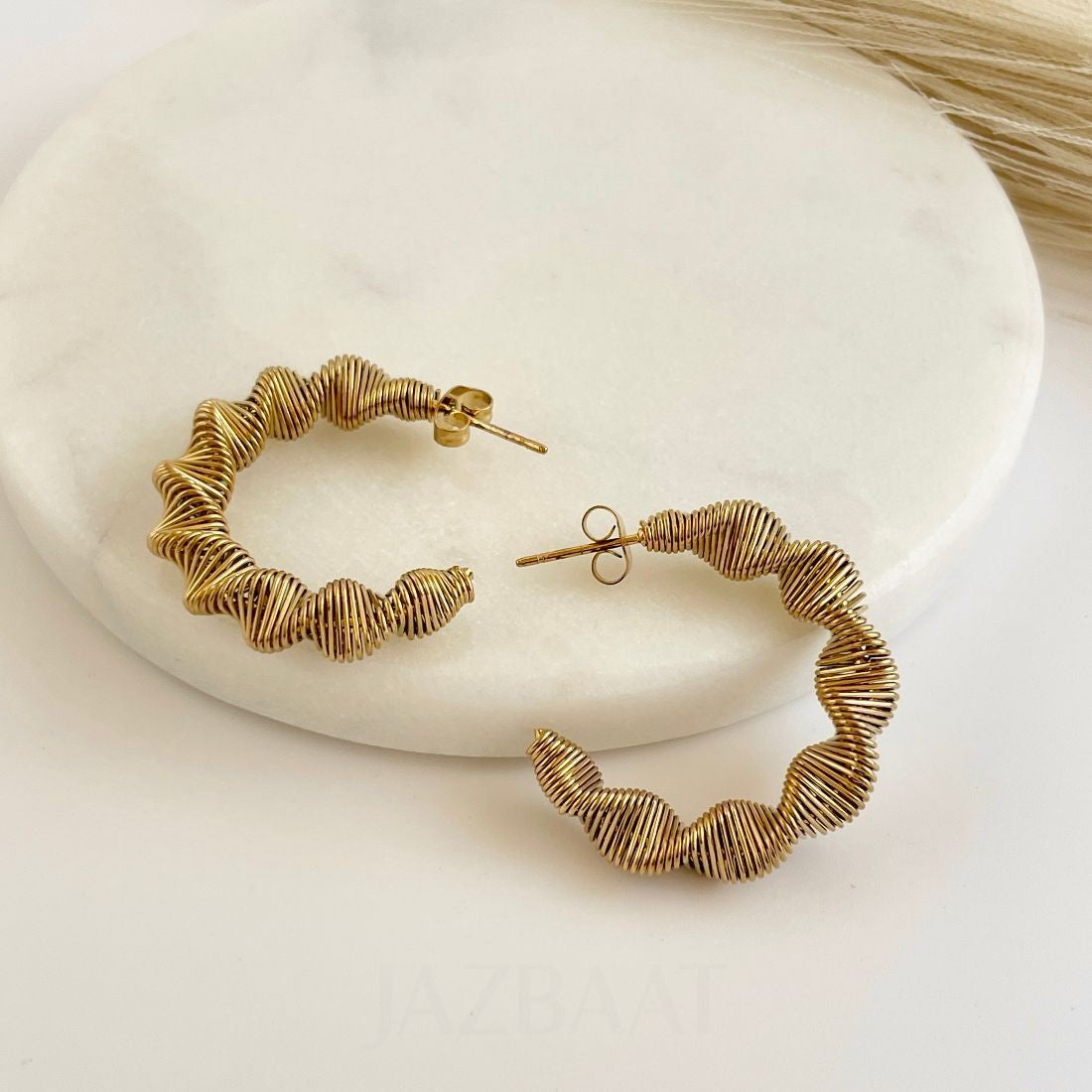 Gold-Plated C-Shaped Twisted Hoop Earrings