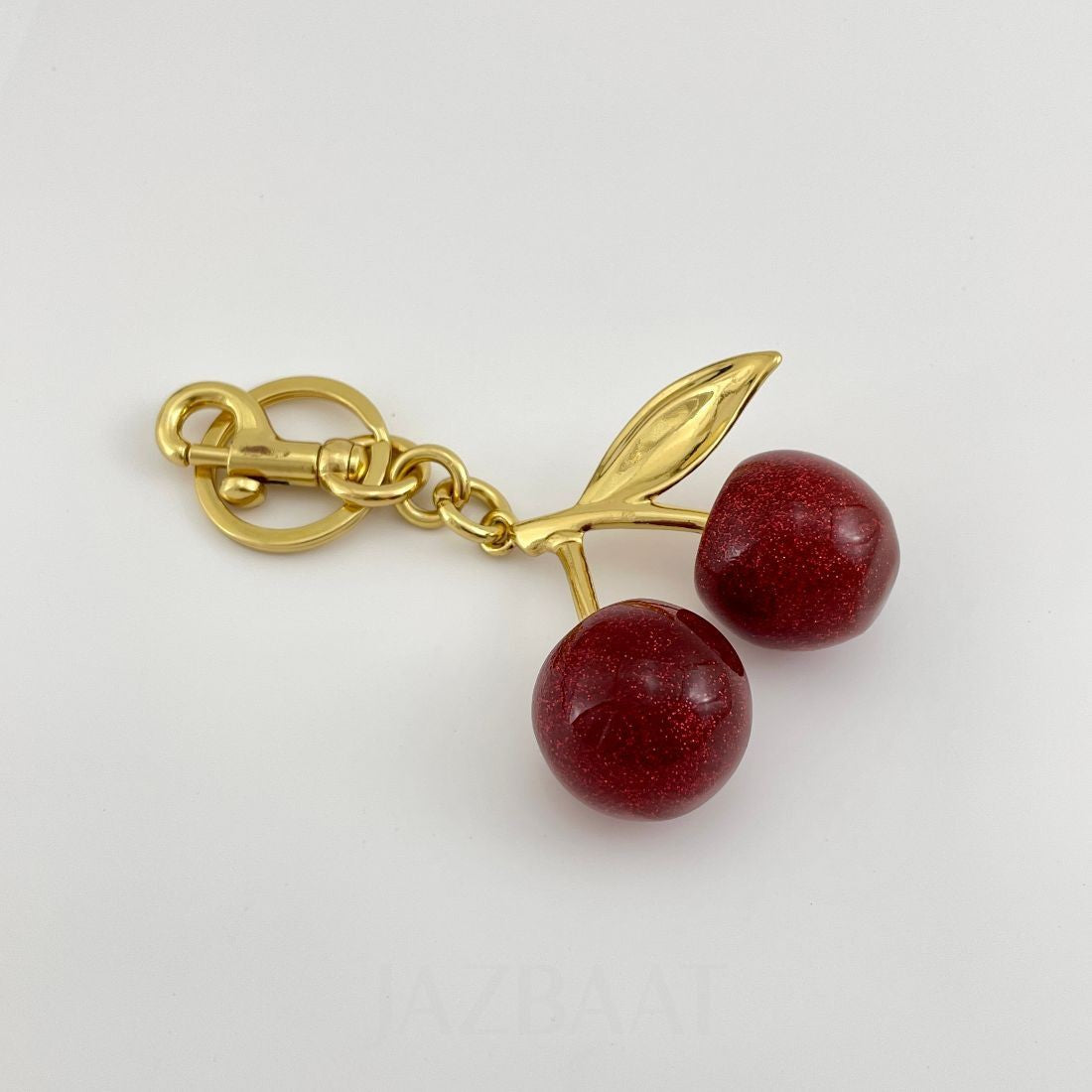 Gold-Plated Cherry Bag Charm Keychain