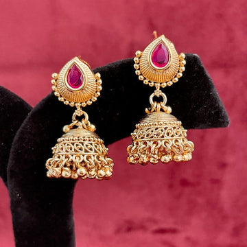 Gold-Plated Designer Jhumka Earrings