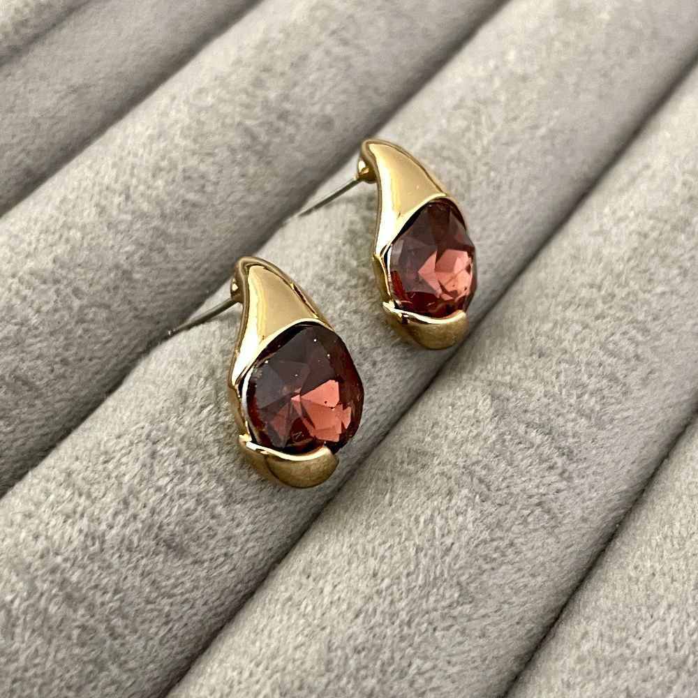 Gold-Plated Korean Crystal Stud Earrings