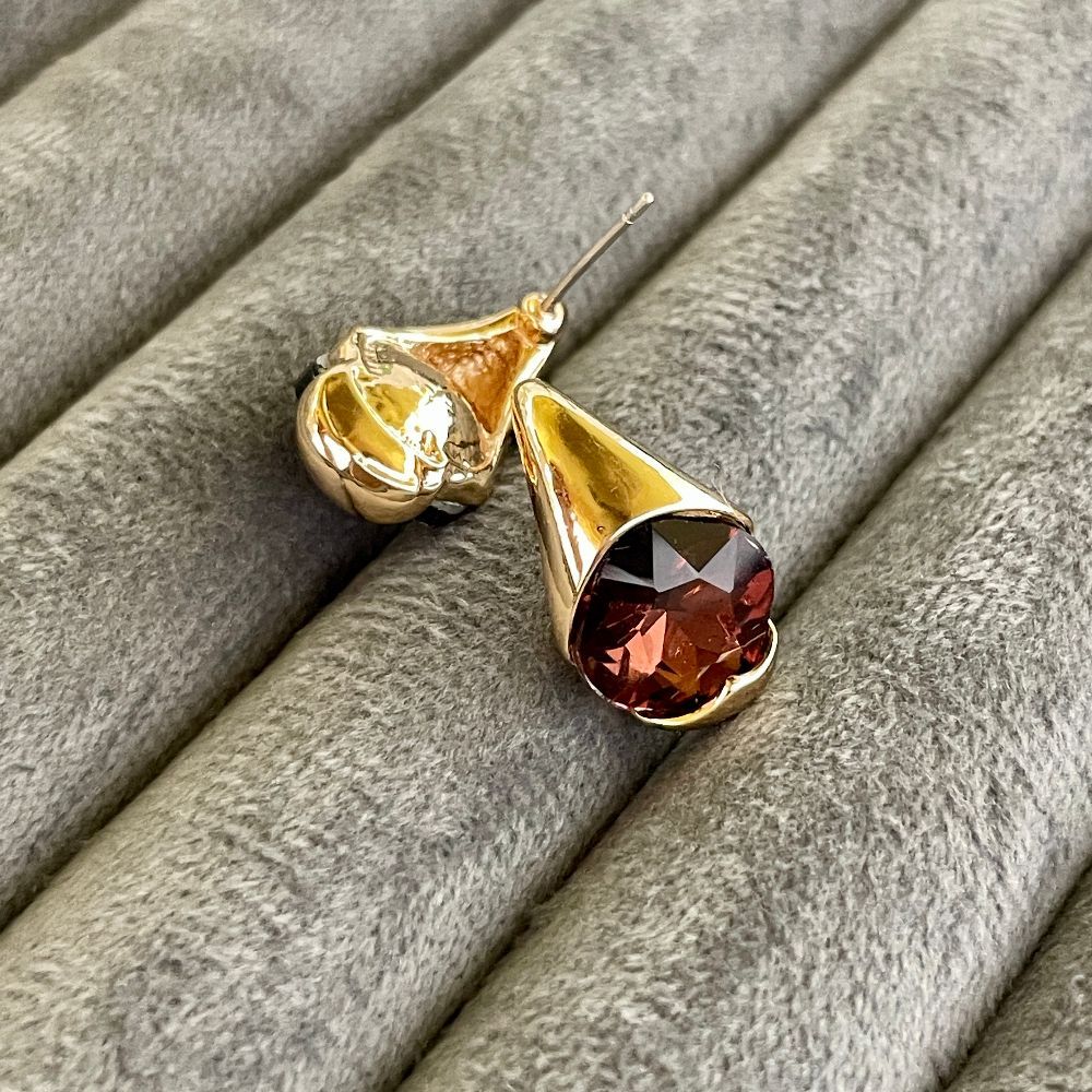 Gold-Plated Korean Crystal Stud Earrings