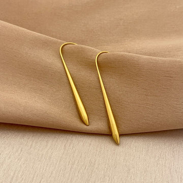 Gold-Plated Long Line Drop Earrings