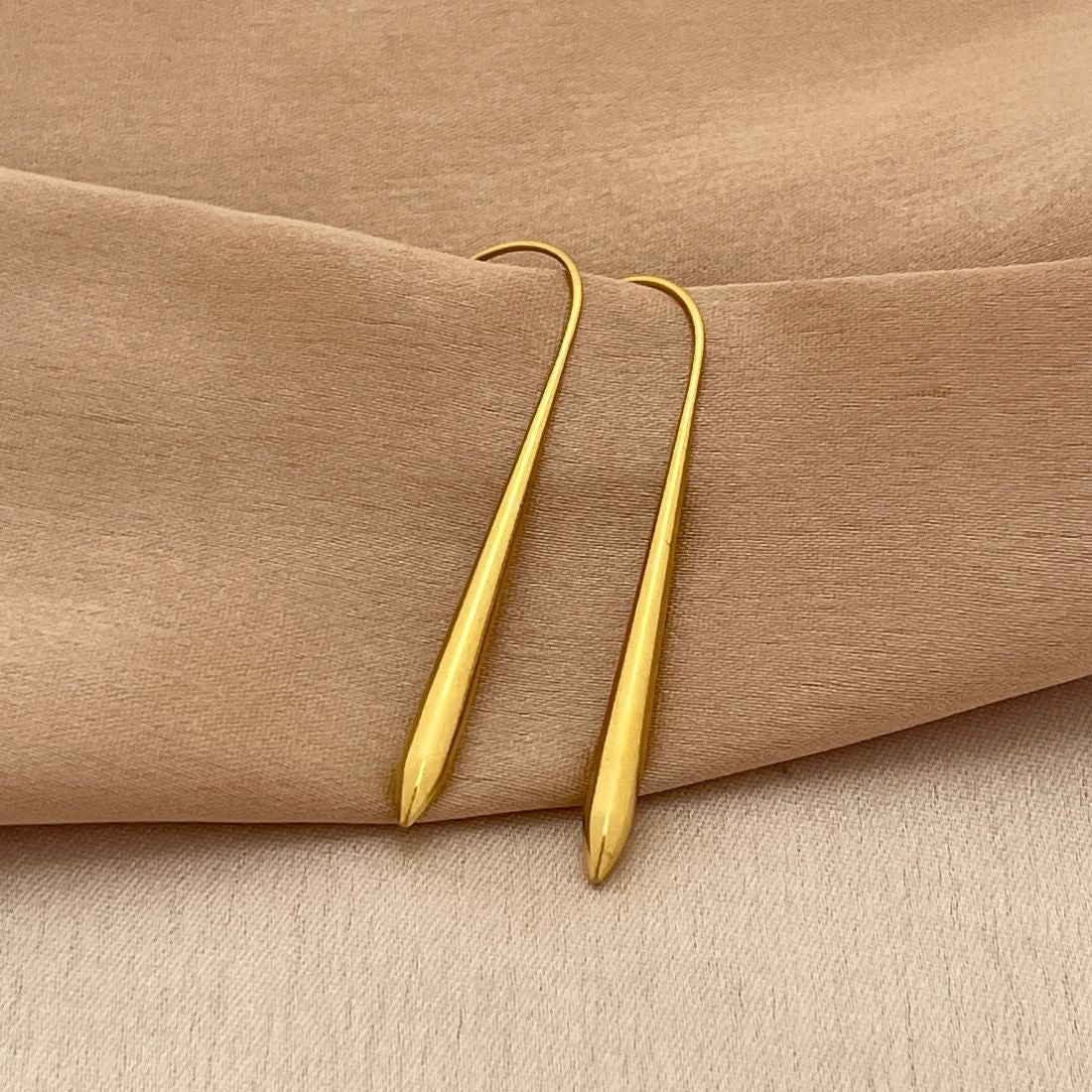 Gold-Plated Long Line Drop Earrings
