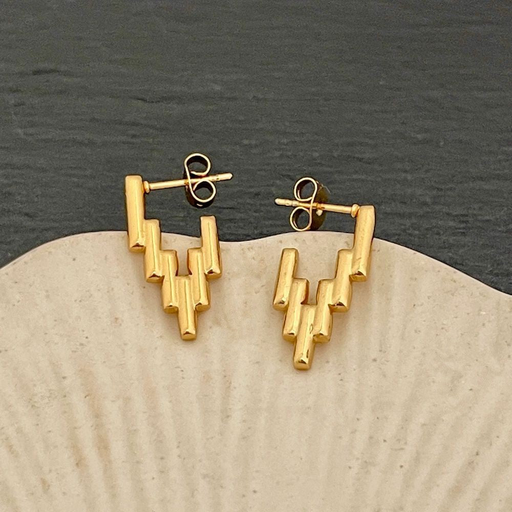 Gold-Plated Stainless Steel Ladder Hoop Earrings