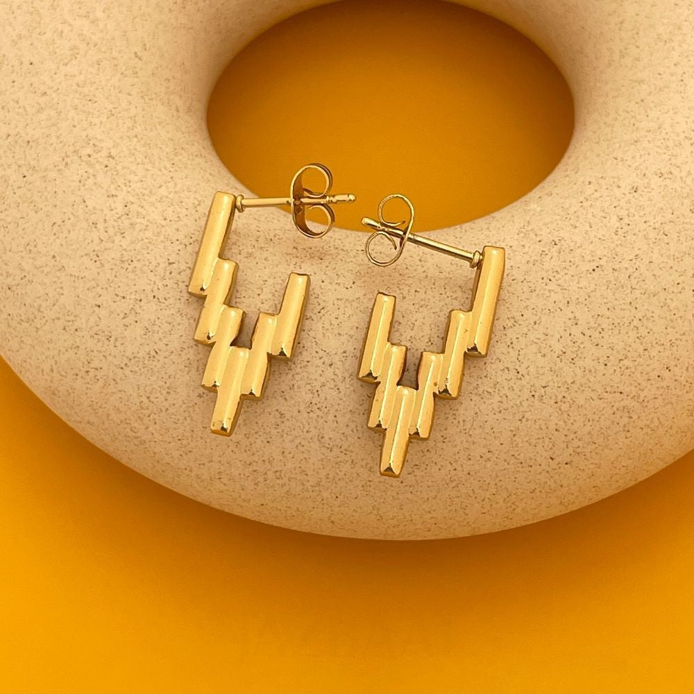Gold-Plated Stainless Steel Ladder Hoop Earrings