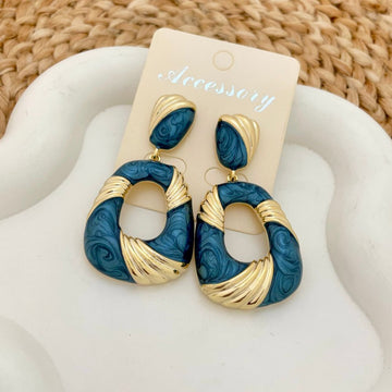 Gold-Plated Textured Korean Drop Earrings