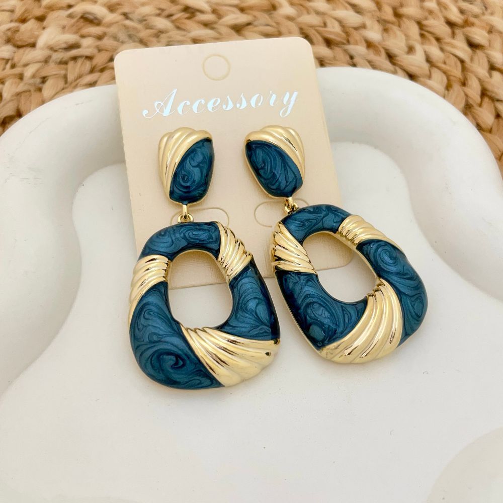 Gold-Plated Textured Korean Drop Earrings
