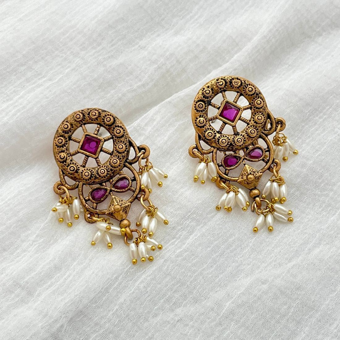 Gold-Toned Traditional Guttapusalu Earrings