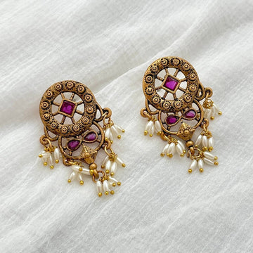 Gold-Toned Traditional Guttapusalu Earrings