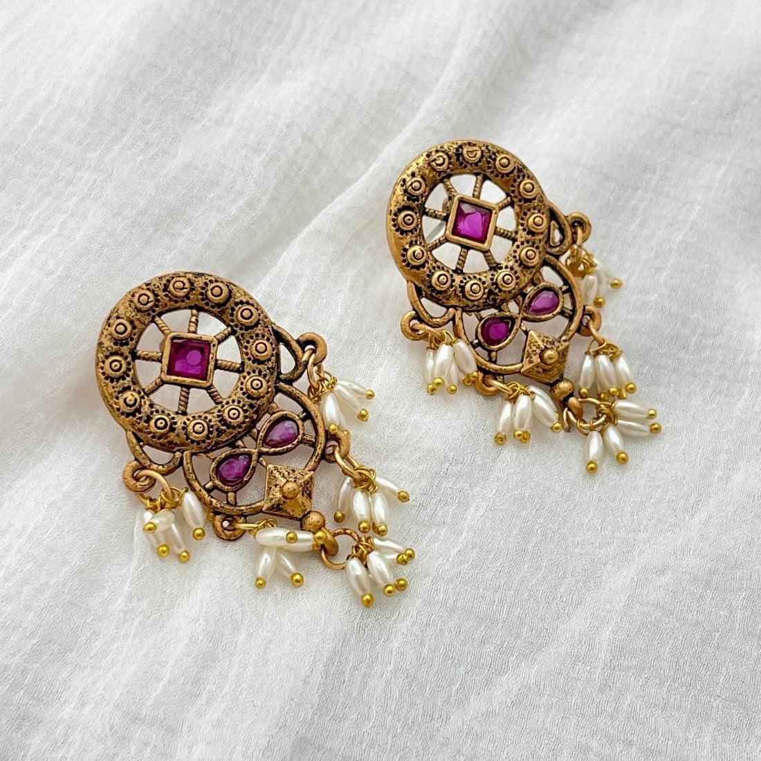 Gold-Toned Traditional Guttapusalu Earrings