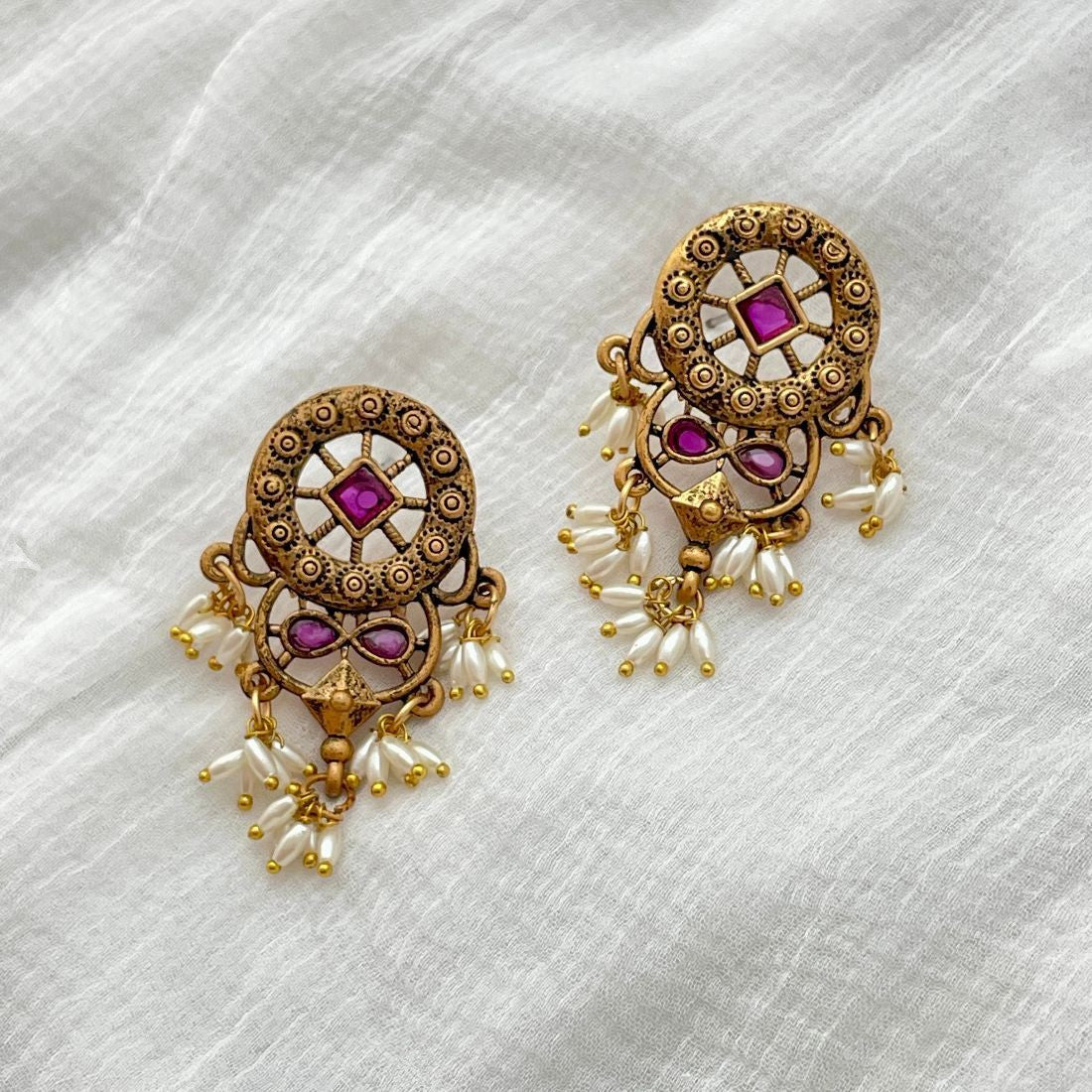 Gold-Toned Traditional Guttapusalu Earrings