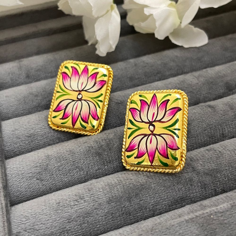 Hand-painted Meenakari Jaipuri Art Earrings