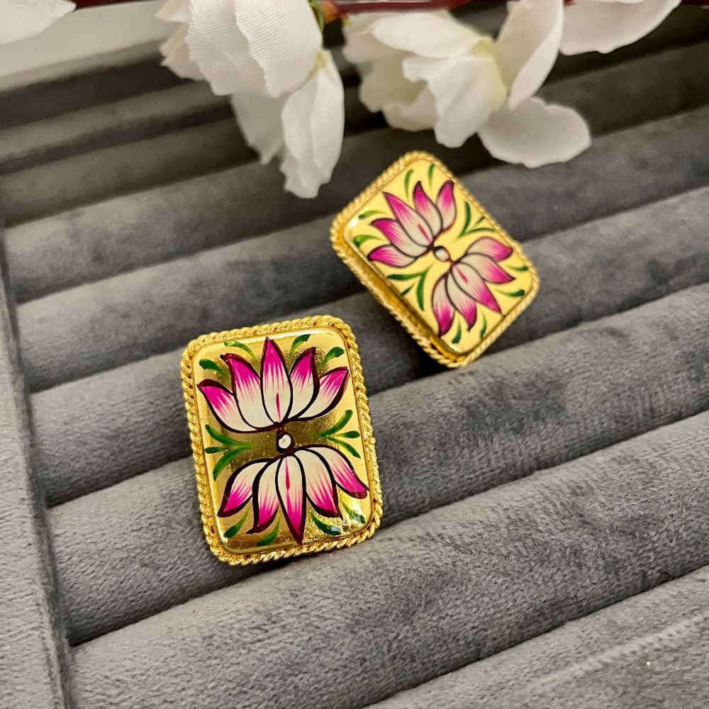Hand-painted Meenakari Jaipuri Art Earrings