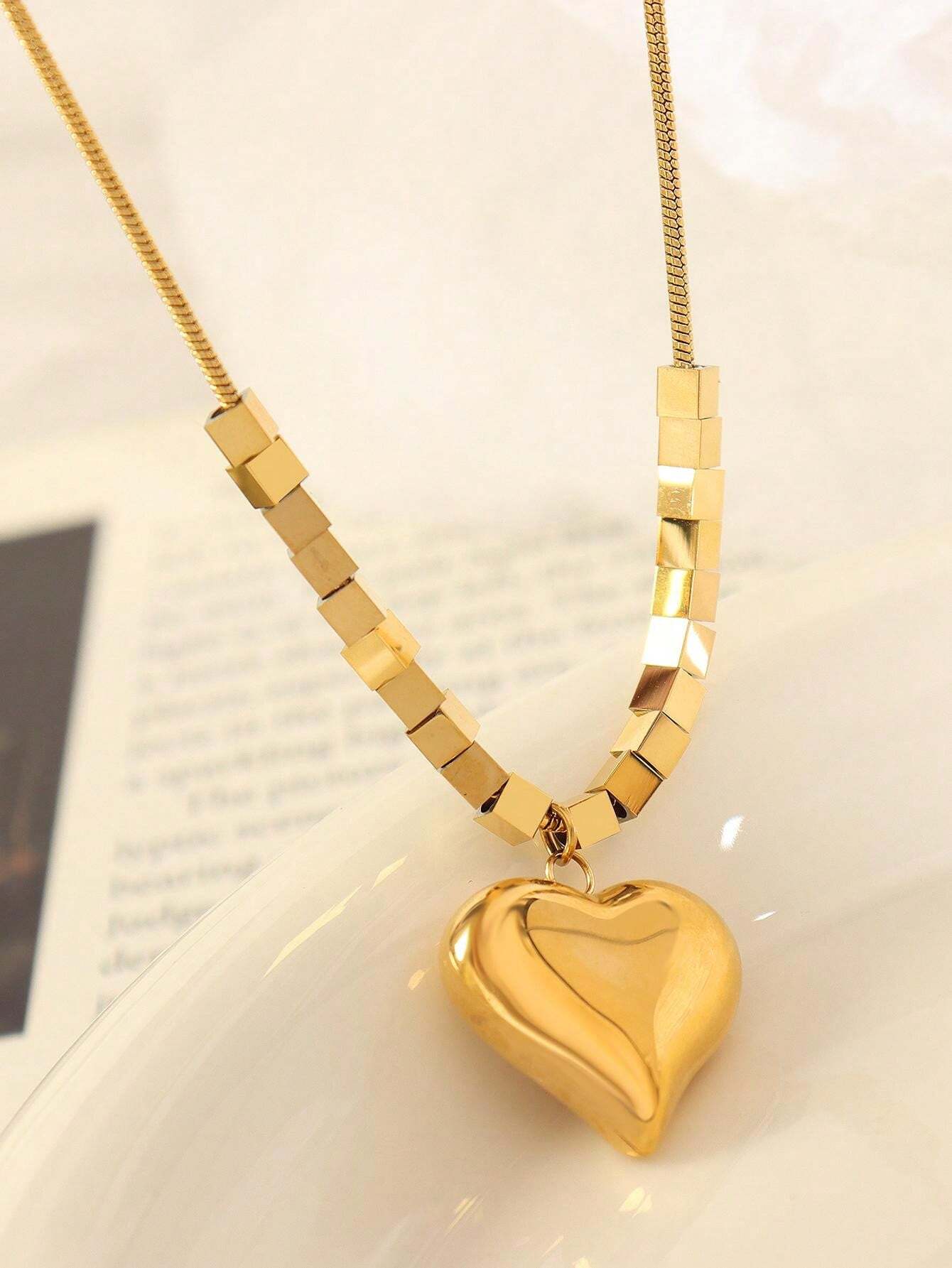 Jazbaat Heart Pendant Gold-Plated Anti-Tarnish Necklace