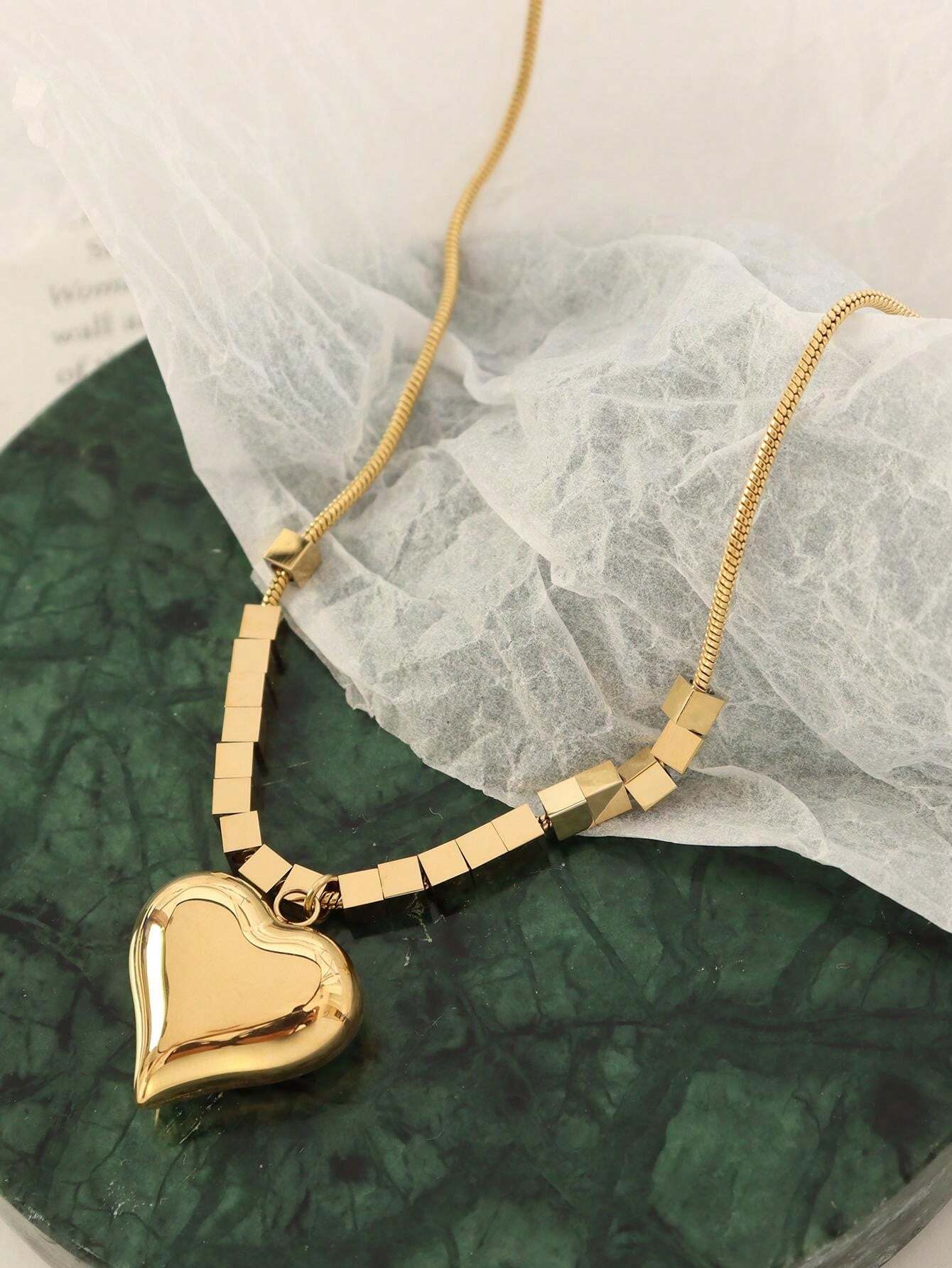 Jazbaat Heart Pendant Gold-Plated Anti-Tarnish Necklace