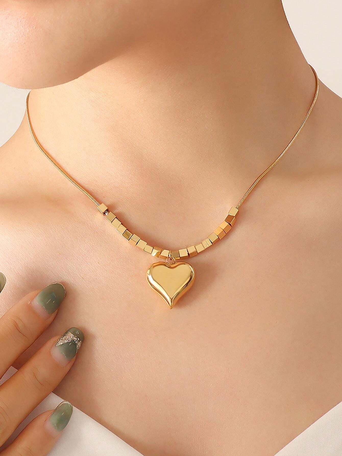 Jazbaat Heart Pendant Gold-Plated Anti-Tarnish Necklace