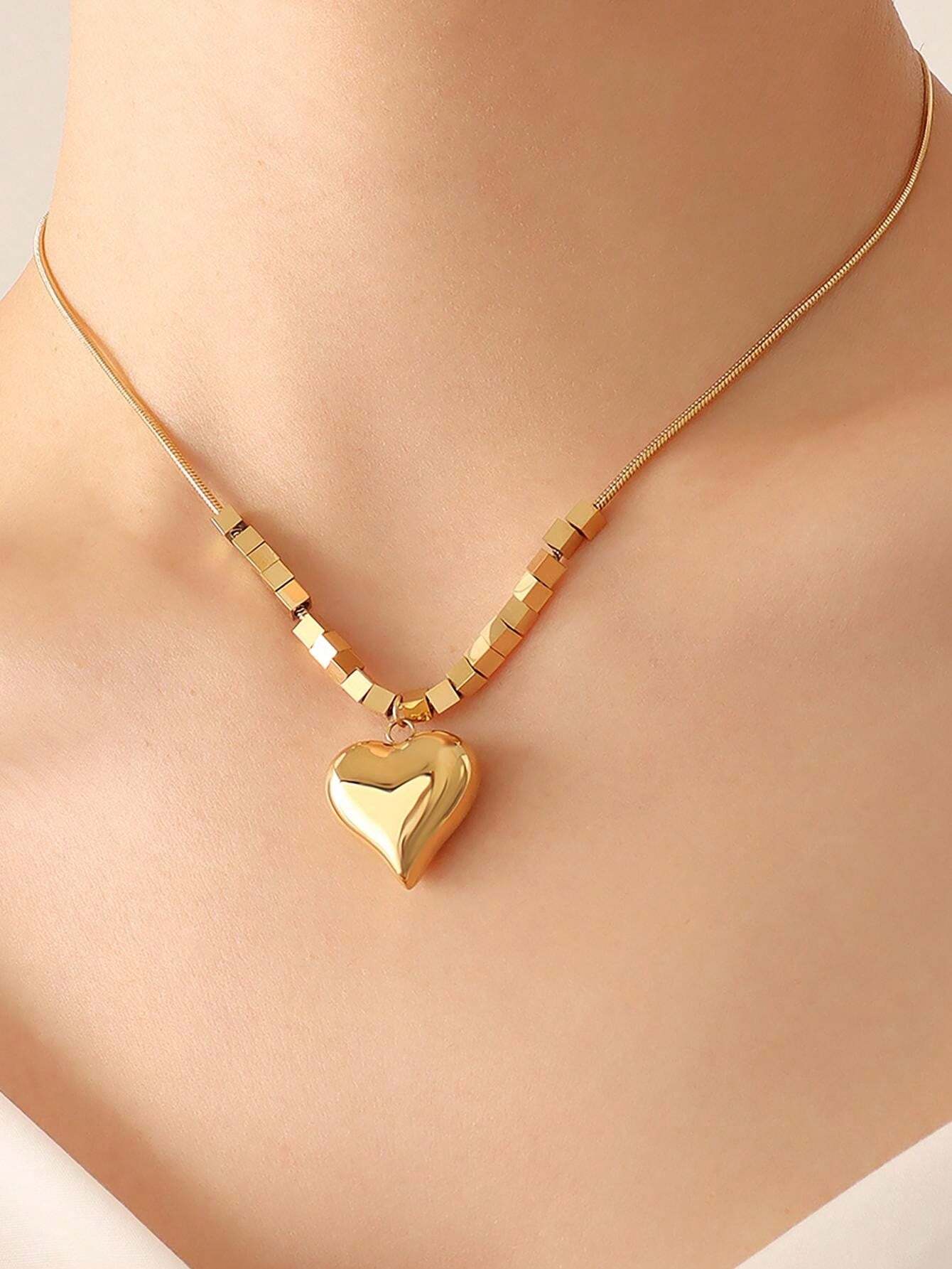Jazbaat Heart Pendant Gold-Plated Anti-Tarnish Necklace