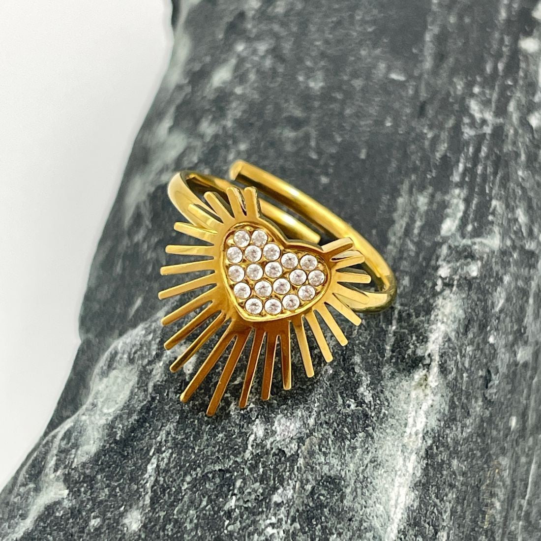 Jazbaat 18K Gold-Plated AD Stone Studded Ring