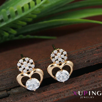 Jazbaat AD Studded Heart Shaped Anti-Tarnish Earrings