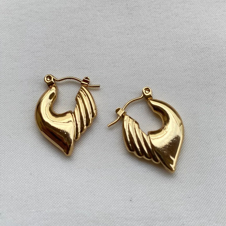 Jazbaat Anti-Tarnish Half Feather Dainty Hoop Earrings