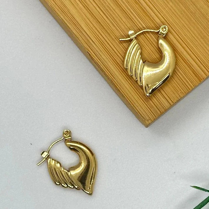 Jazbaat Anti-Tarnish Half Feather Dainty Hoop Earrings