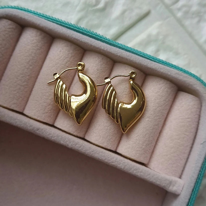 Jazbaat Anti-Tarnish Half Feather Dainty Hoop Earrings