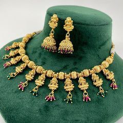 Jazbaat Antique South Indian Temple Laxmi Necklace Set