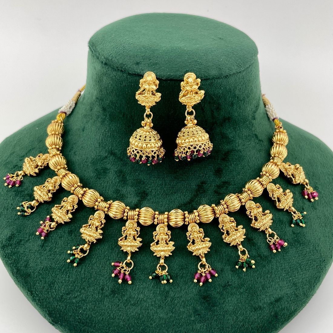 Jazbaat Antique South Indian Temple Laxmi Necklace Set