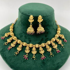 Jazbaat Antique South Indian Temple Laxmi Necklace Set