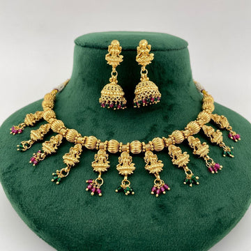 Jazbaat Antique South Indian Temple Laxmi Necklace Set