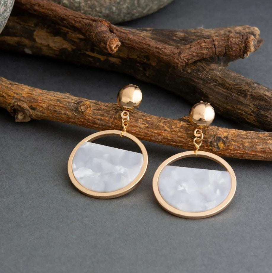Jazbaat Circle Shaped Acrylic Dangle Earrings