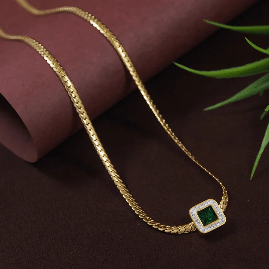 Jazbaat Cubic Zirconia & Crystal Studded Pendant Necklace
