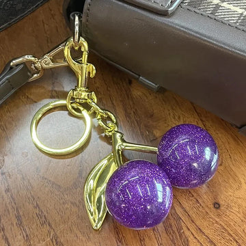 Jazbaat Dark Purple Cherry Bag Charm Keychain