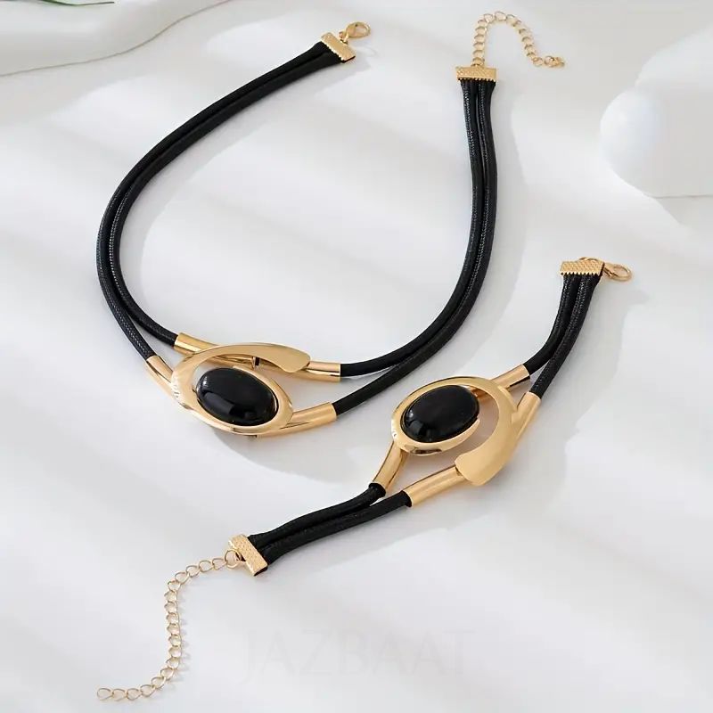 Jazbaat Double-Layer Spiral Pendant Necklace & Bracelet Set